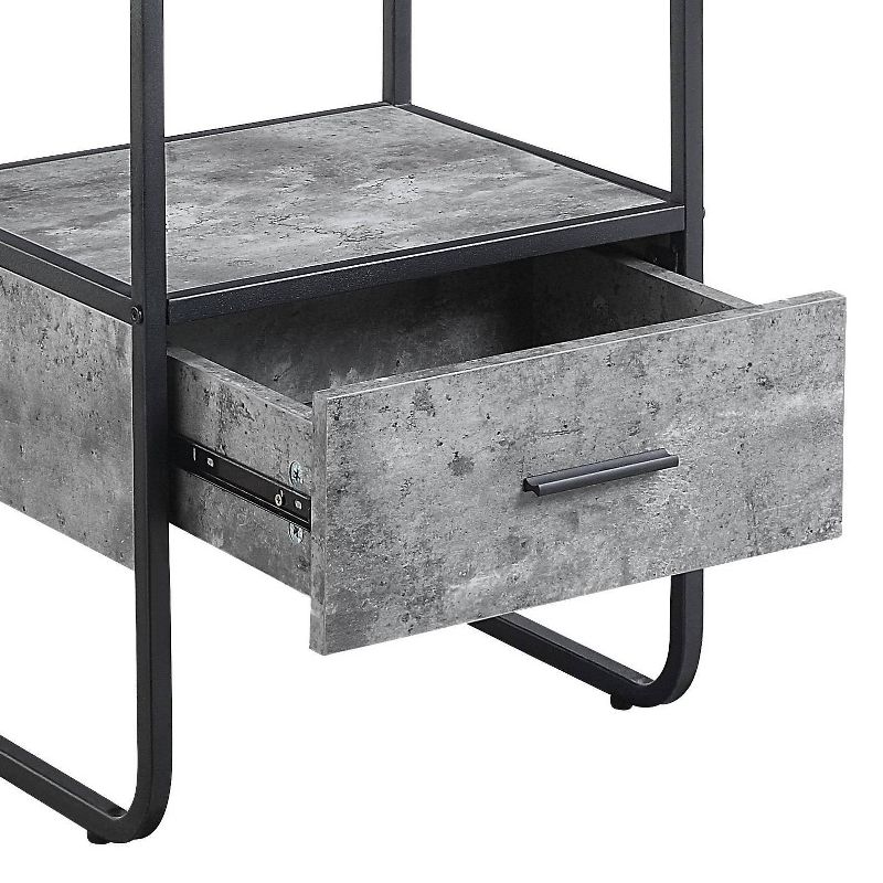 16&#34; Raziela Media Storage Rack Carts Concrete Gray and Black Finish - Acme Furniture, 3 of 7