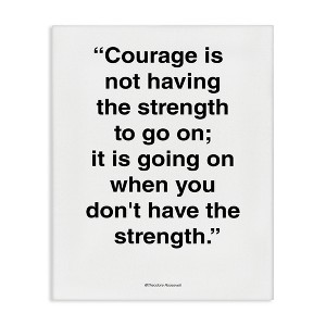 Stupell Industries Roosevelt Courage and Strength Quote Minimal Black White Canvas Art - 1 of 4