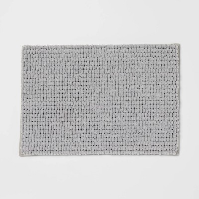 17"x24" Chunky Chenille Cushion Foam Bath Rug Light Gray - Room Essentials™: PVC Backed, Tufted Polyester, Machine Washable