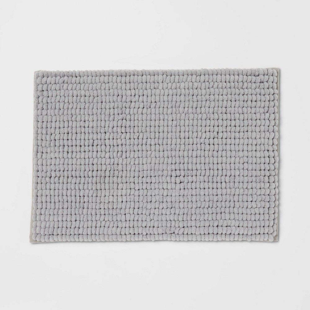 17inx24in Chunky Chenille Memory Foam Bath Rug Light Gray - Room Essentials™