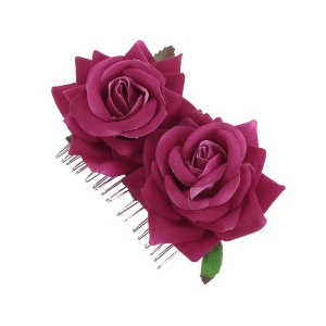 Unique Bargains Women's Portable Simulated Flowers Hair Clip Comb 1 Pc - 1 of 4