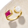 Ross-Simons 8-8.5mm Cultured Pearl and 1.50 Carat Pink Quartz Toi Et Moi Ring in 18kt Gold Over Sterling - 4 of 4