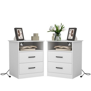 CIPACHO Black 2 Drawer Modern Nightstand with Charger Station USB Type C Ports AC Outlets and Ample Storage for Bedroom - 1 of 4