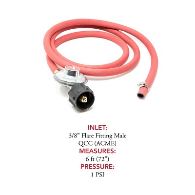 GasOne 6 ft Low Pressure Propane Regulator and Hose Connection Kit for LP/LPG Most LP/LPG Gas Grill, Heater and Fire Pit Table 2102