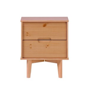 Gulches Natural Pine Nightstand - Mid-Century Modern 2-Drawer Accent - 1 of 4