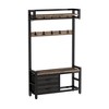BDELITE Hall Tree with 2 Movable Drawers, Shoe Storage, Shelves and Garment Racks & 23 Hooks (Fixed and Movable)-33.1*11.8*70.86 Inch, Brown - 2 of 4