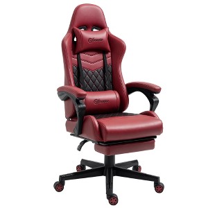 Racing Gaming Chair Diamond PU Leather Office Gamer Chair High Back Swivel Recliner with Footrest, Lumbar Support, Adjustable Height - 1 of 4