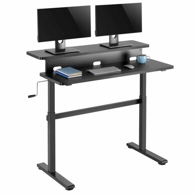 Tranzendesk Dual Level Standing Desk – 47" Manual Height Adjustable Workstation – Black – Stand Steady