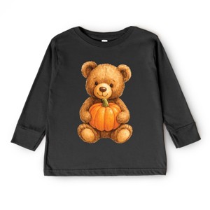 Watercolor Pumpkin Bear - Kids Toddler Long Sleeve Tee and Kids Youth Long Sleeve Tee - 1 of 2