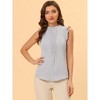 INSPIRE CHIC Women's Ruffled Curved Hem Business Office Vintage Sleeveless Blouse - 3 of 4