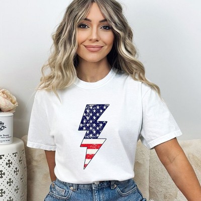 Simply Sage Market Women's America Lightning Bolt Short Sleeve Garment Dyed Tee