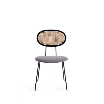 Jardin Black and Grey Ash Wood Dining Chairs with Cushions - Set of 2