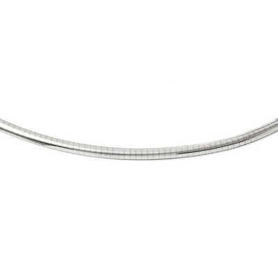 Black Bow Jewelry 4mm 14k White Gold Domed Omega Chain Necklace