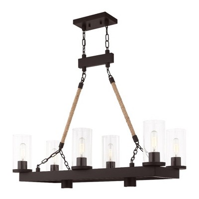 Metuchen 8-Light Bronze Industrial Linear Chandelier with Clear Glass