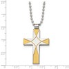 Chisel Stainless Steel Brushed and Yellow IP-plated Cross Pendant on a 22" Ball Chain Necklace - 4 of 4