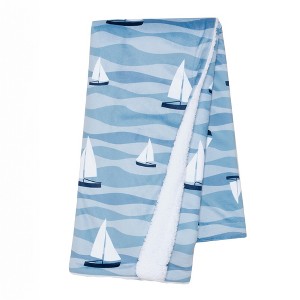 Lambs & Ivy Little Skipper Soft Luxury Nautical Sailboat Fleece Baby Blanket - 1 of 4