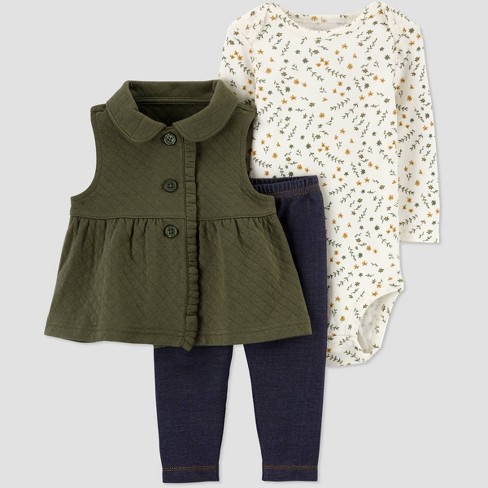 Baby Girls Peplum Vest Top Bottom Set Just One You Made By Carter S Olive Target