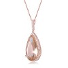 Guili Rose Gold Plated Pear Shaped Morganite Cubic Zirconia Pendant Necklace Offering Radiant Elegance and a Sparkling Timeless Look - 3 of 3