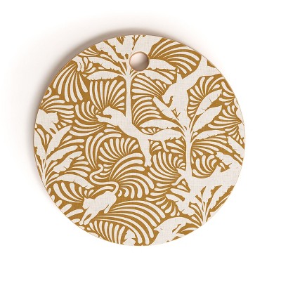 evamatise Big Cats and Palm Trees Jungle Round Cutting Board - Deny Designs