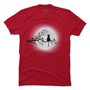 Men's Design By Humans The Cat and The Moon By Maryedenoa T-Shirt - 1 of 4