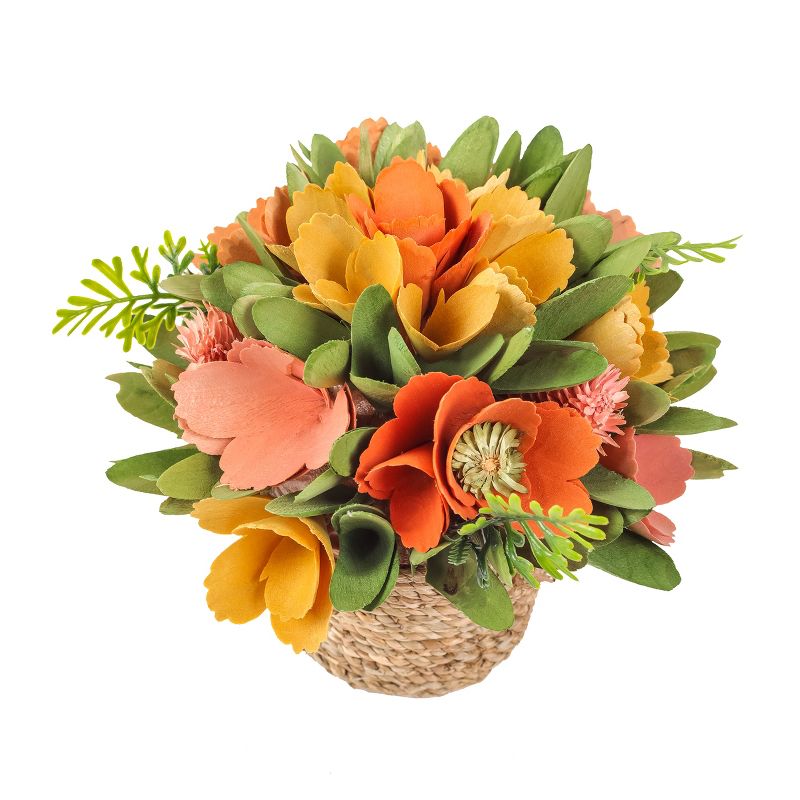 8" Artificial Spring Multicolor Floral Arrangement in Rope Base - National Tree Company, 4 of 5