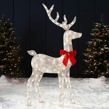 Northlight Set Of 3 White Glittered Doe, Fawn And Reindeer Lighted ...