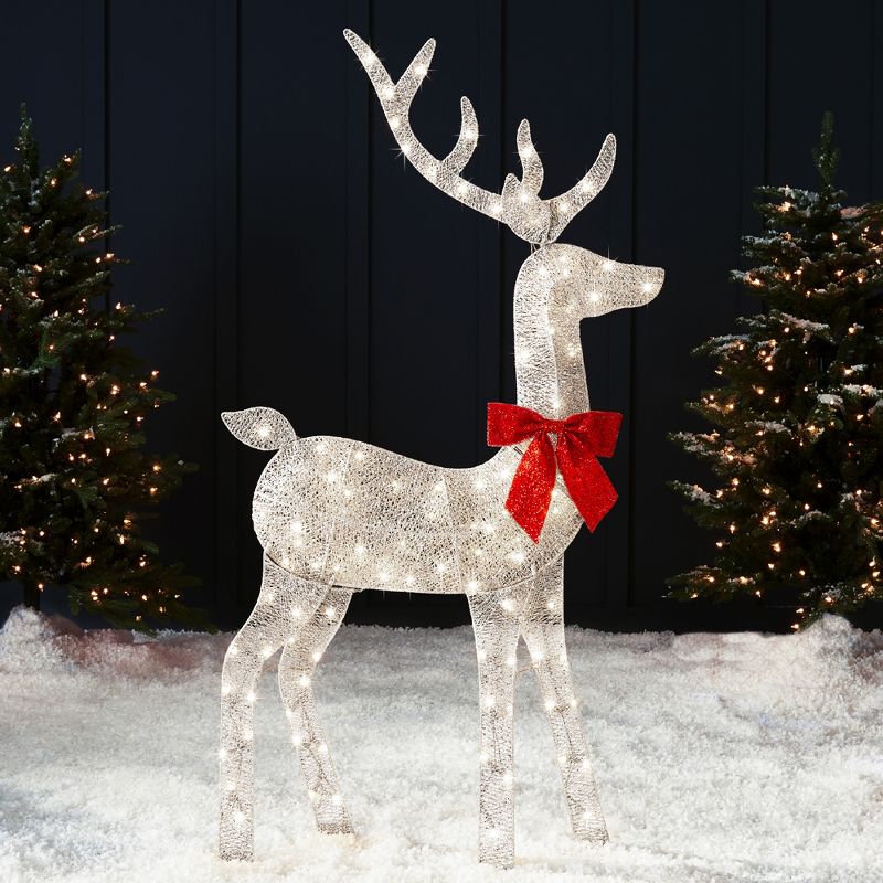 Best Choice Products 5ft Lighted 2D Christmas Buck Outdoor Yard Decoration w/ 105 LED Lights, Stakes, 1 of 9