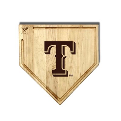 MLB 17-Inch Wooden Home Plate Cutting Board w/Trough, Texas Rangers