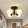PAKOKULA 21.7 in. 4-Light Black Industrial Semi-Flush Mount Ceiling Light with White Glass Shades, Dimmable Fixture for Dining Room - 3 of 4