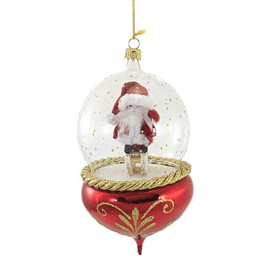 Italian Ornaments 6.5 Inch Santa On Sled In Red Dome Ornament Italian ...