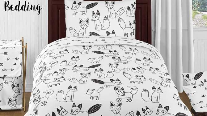 Sweet Jojo Designs Gender Neutral Baby Tummy Time Playmat Fox Black and White, 2 of 6, play video