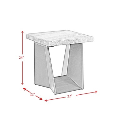 Contemporary Dark Gray 22" Square Wood & Stone End Table