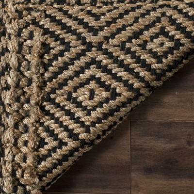 Handmade Geometric Off-White Non-Slip Jute Runner Rug 27"x12"
