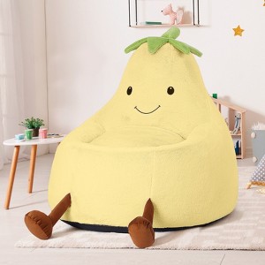 Spassway Cartoon Eggplant Bean Bag Chair with Faux Rabbit Fur Cover for Kids Memory Foam Bean Bag Sofa Reading Seats for Playroom Living Room Bedroom - 1 of 4