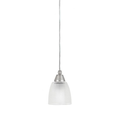 Toltec Lighting Cord 1 - Light Pendant in  Brushed Nickel with 5" Clear Ribbed Shade