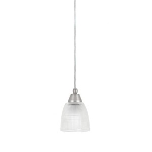 Toltec Lighting Cord 1 - Light Pendant in  Brushed Nickel with 5" Clear Ribbed Shade - 1 of 1