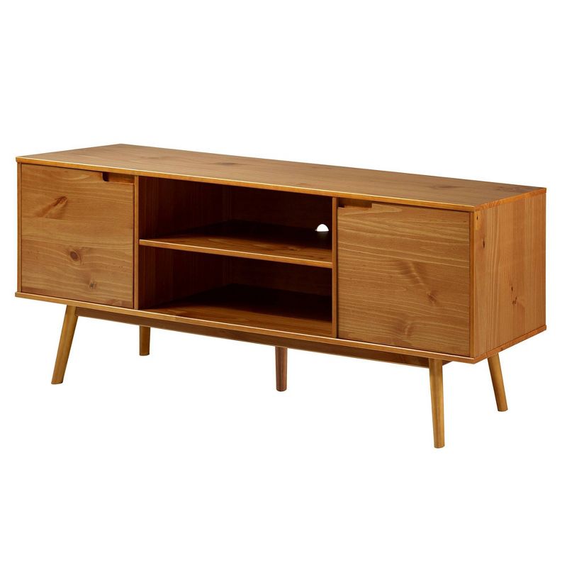 Solid Wood Mid-Century Modern TV Stand for TVs up to 80" - Saracina Home, 1 of 22