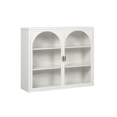 NicBex Modern 2 Glass Door Bathroom Wall Mount Cabinet Medicine Cabinet with 3 Tier Storage Shelves