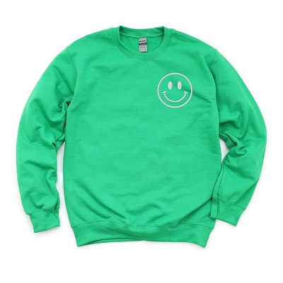 Simply Sage Market Women's Graphic Sweatshirt Embroidered Smiley Face Outline