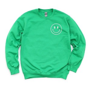 Simply Sage Market Women's Graphic Sweatshirt Embroidered Smiley Face Outline - 1 of 3