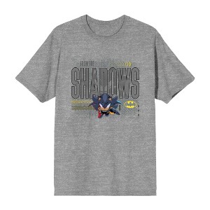 DC x Sonic the Hedgehog From The Shadows Shadow X Batman Grayscale Outline Adult Crew Neck Short Sleeve T-Shirt - 1 of 2