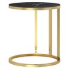 vidaXL Side Table Gold and Black Marble 17.7 in. Tempered Glass - 3 of 4