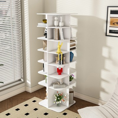 ROOMTEC Rotating Shoe Rack Tower, Spinning Shoe Rack, Free Standing Revolving Shoe Organizer, High Bottom Design Shoe Tower