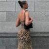 Clotth Women's Leopard Print Dress - Strapless Sweetheart Neckline, Side Slit Maxi Dress, Party Dress, Brown with Leopard Print - 2 of 4