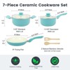 Itopfox 7-Piece Nonstick Ceramic Cookware Set, Kitchen Induction Pots and Pans with Stay Cool Handle, PFOA Free, Turquoise - 2 of 4