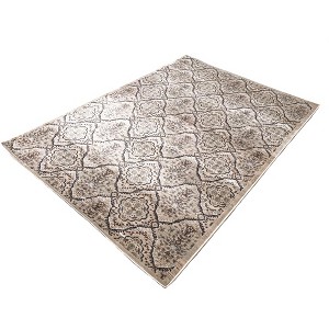 Home Mart Goods Vintage Contemporary Beige Blue Silky Glam Area Rug - 5x7 Feet - 1 of 4