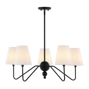 JONATHAN Y Skylar 32" 5-Light Classic Minimalist Iron Inverted Gourd LED Chandelier Black: Cone-Shaped Shades, ETL Listed - 1 of 4