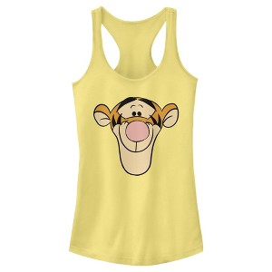 Juniors Womens Winnie the Pooh Tigger Big Face Racerback Tank Top - 1 of 4