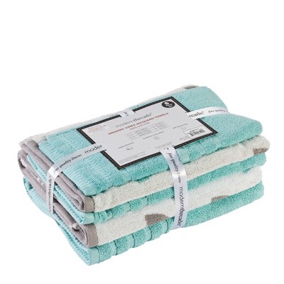 Aqua Organic Vines 6-Piece Combed Cotton Towel Set