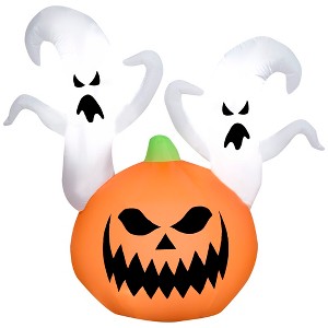 Gemmy Airblown Inflatable Ghost Duo in JOL Scene , 4.5 ft Tall, Multi - 1 of 2